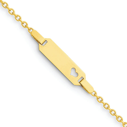 14K Gold Child's Heart ID Bracelet 6 Inches