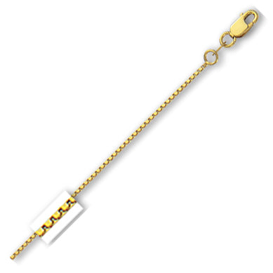 14K Solid Yellow Gold Classic Box Chain 1.2mm thick 18 Inches