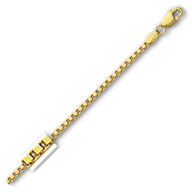 14K Solid Yellow Gold Classic Box Chain 1.7mm thick 22 Inches