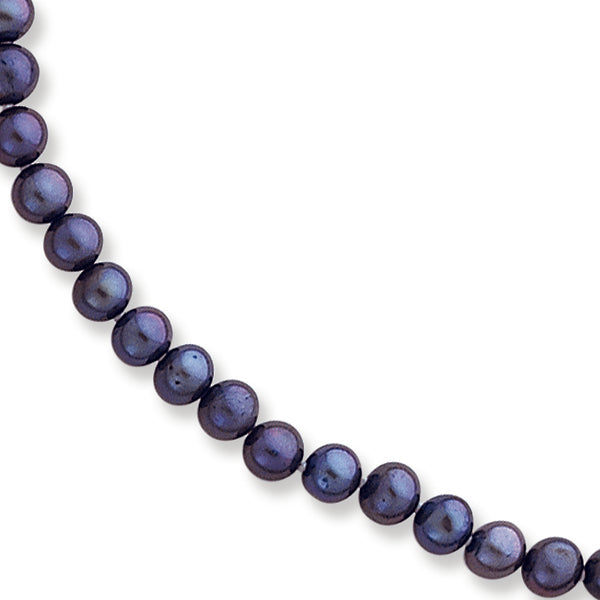 14K Gold 4.5-5mm Black Freshwater Onion Cultured Pearl Necklace 20 Inches