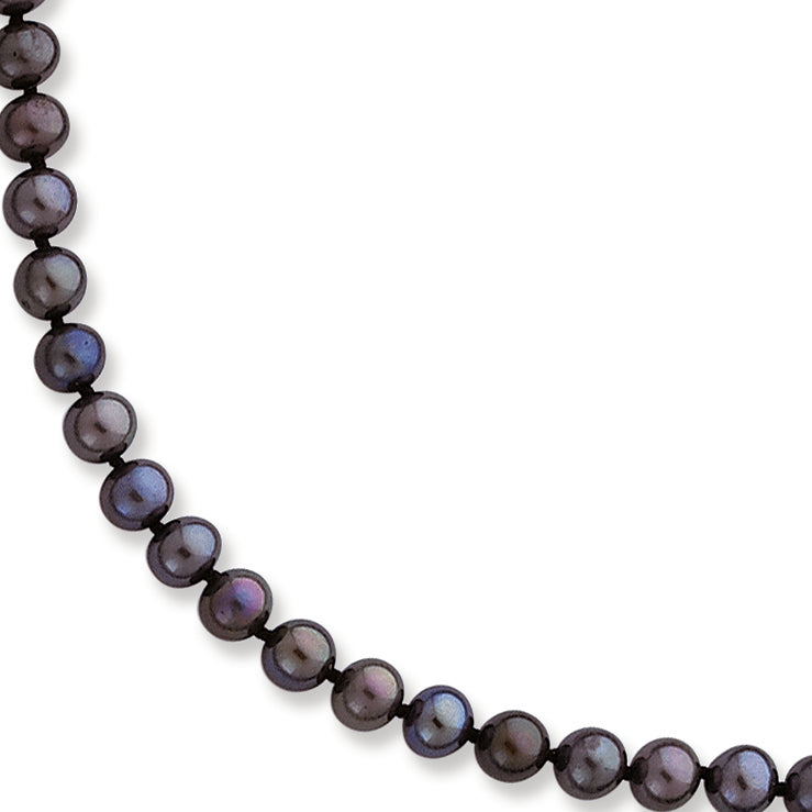 Black Jasmine White 5-6mm Freshwater Cultured Pearl Necklace - 18" Princess Length