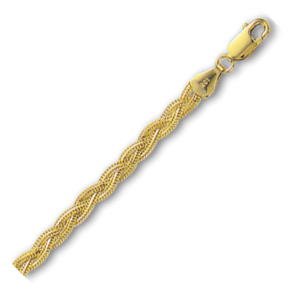 14K Solid Yellow Gold Braided Fox Chain 3.6mm thick 18 Inches