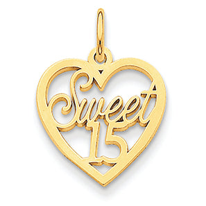 14K Gold Sweet 15 Charm
