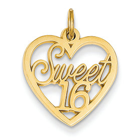 14K Gold Sweet 16 Charm