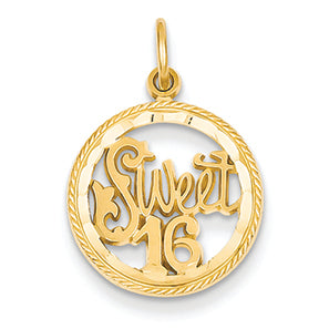 14K Gold Sweet 16 Charm