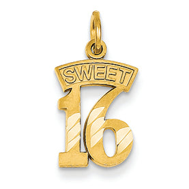 14K Gold Sweet 16 Charm