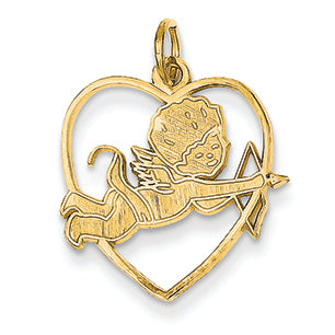 14K Gold Cupid in Heart Charm