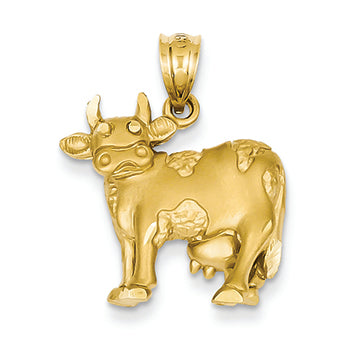 14K Gold Cow Pendant