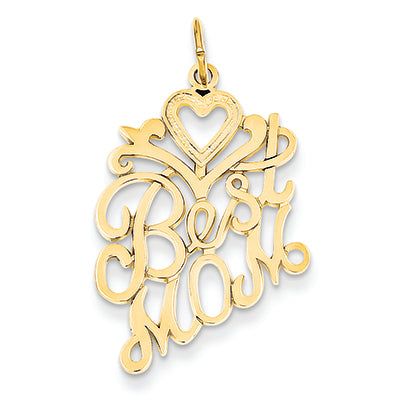 14K Gold Best Mom Charm