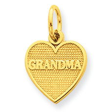 14K Gold Grandma Heart Charm