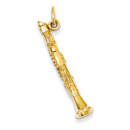14K Gold 3-D Clarinet Charm