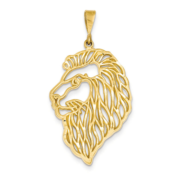 14K Gold Filigree Lions Head Pendant
