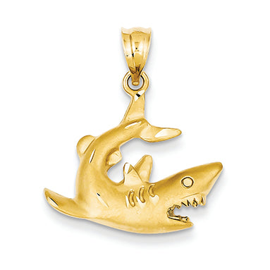 14K Gold Shark Pendant