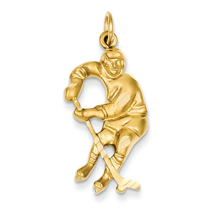 14K Gold Hockey Player Charm