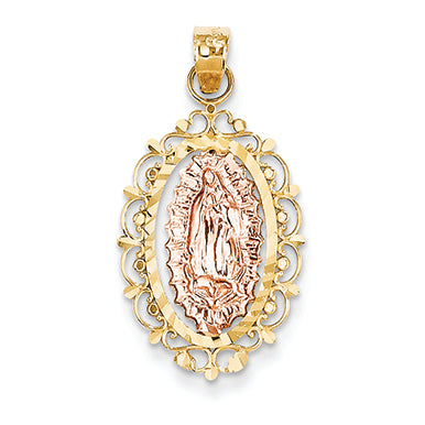 14K Gold Two-Tone Our Lady of Guadalupe Medal Pendant