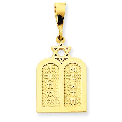 14K Gold Polished Torah with Star of David Charm