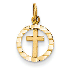 14K Gold Eternal Life Cross Charm