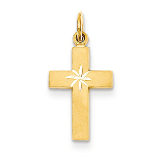 14K Gold Small Diamond-cut Cross Pendant