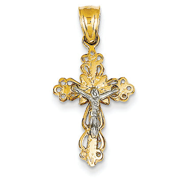14K Gold Two-Tone Crucifix Charm