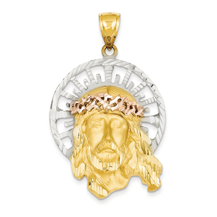 14K Gold Tri Color Jesus Pendant