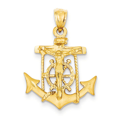 14K Gold Mariners Cross Pendant