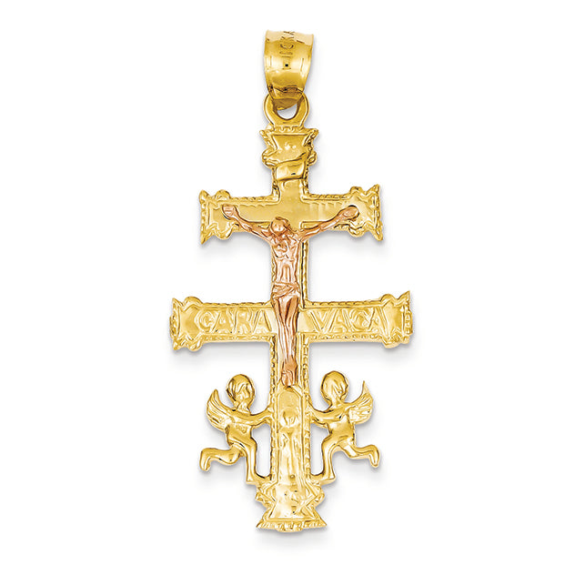 14K Gold Yellow Gold Cara Vaca Crucifix Pendant