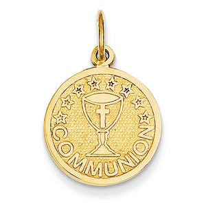 14K Gold Satin & Polished Communion Charm