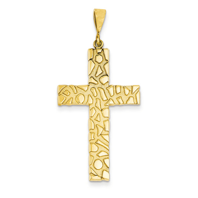 14K Gold Nugget Style Cross Pendant