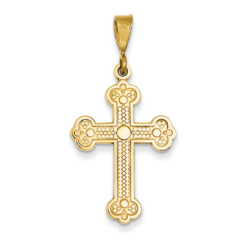 14K Gold Budded Cross Pendant