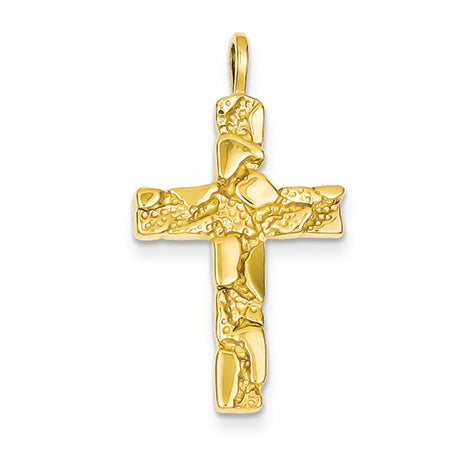 14K Gold Nugget Cross Pendant