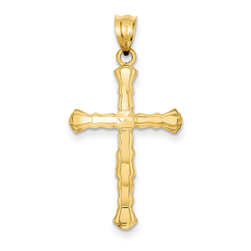 14K Gold Diamond -Cut Cross Pendant