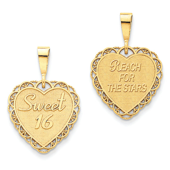 14K Gold Sweet 16 Charm