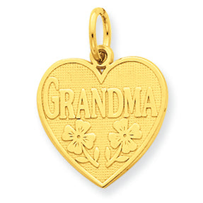 14K Gold Grandma Heart Charm
