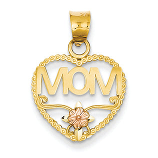 14K Gold Two-Tone MOM W/ ROSE Charm