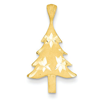 14K Gold Diamond-cut Christmas Tree Charm