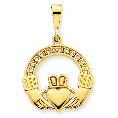 14K Gold Claddagh Pendant