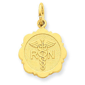 14K Gold Registered Nurse Disc Charm