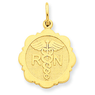 14K Gold Registered Nurse Disc Charm