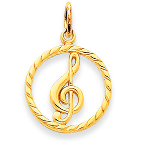 14K Gold Treble Clef Charm