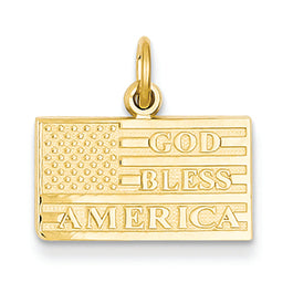 14K Gold God Bless America Flag Charm