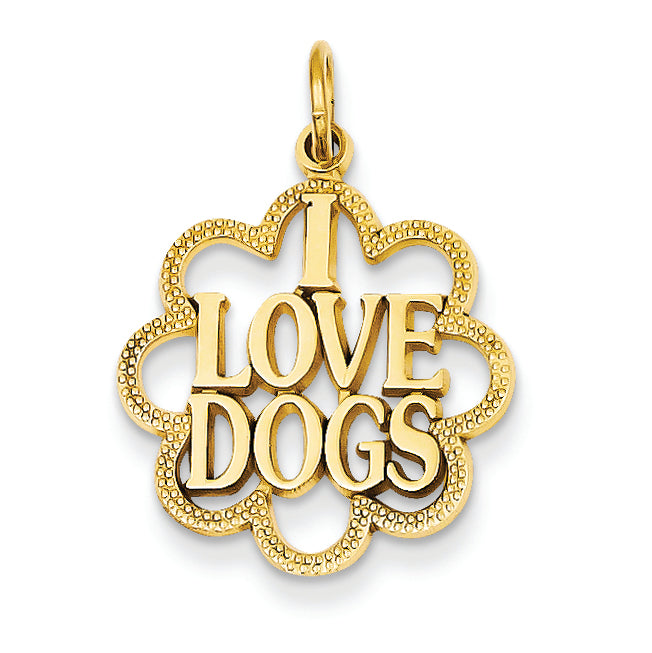 14K Gold I Love Dogs Charm