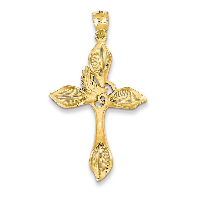 14K Gold Satin Passion Cross Pendant