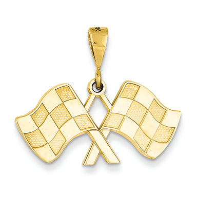 14K Gold Racing Flags Pendant