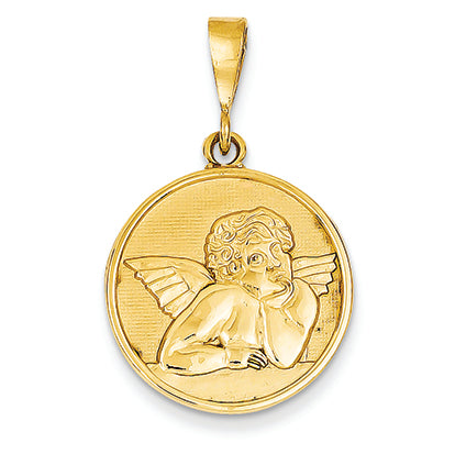 14K Gold Polished & Satin Angel Pendant