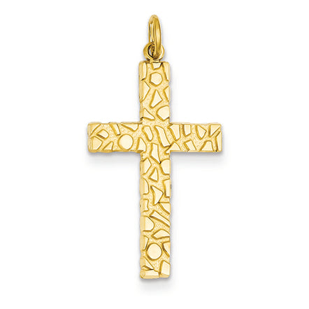 14K Gold Nugget Style Cross Pendant