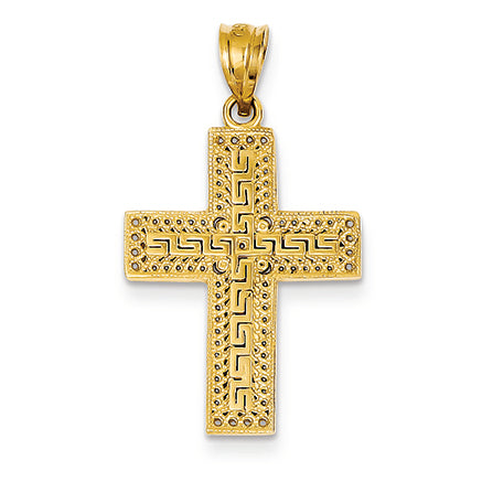 14K Gold Greek Filigree Cross Pendant