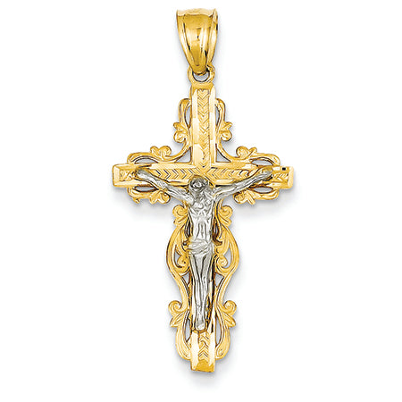 14K Gold Two-tone Crucifix Pendant