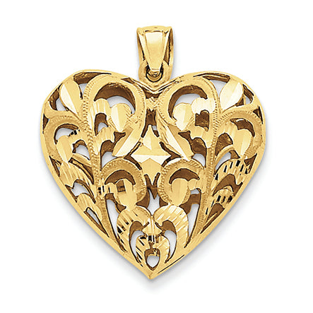 14K Gold Fancy Heart Charm