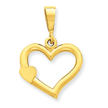 14K Gold Solid Satin Polished Fancy Heart Pendant