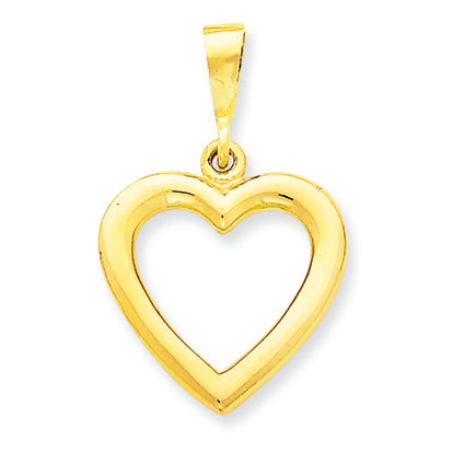 14K Gold Solid Polished Heart Pendant